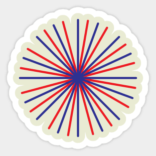 Red and Blue Circle Strips Abstract Art Sticker